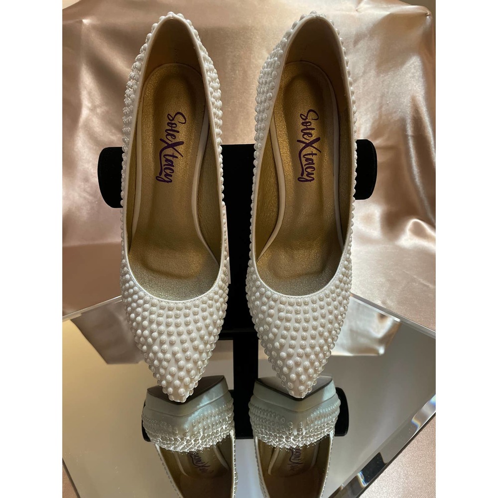 Fayana Women's Pearl Studded Satin Platform Shoes